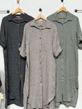 Italian linen shirt Dress Anthracite gray