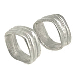 Pair of square rings Lines sterling silver 10µ