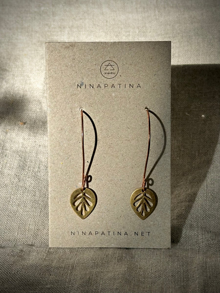 Copper Autumn Leaf Earrings