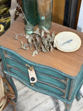 Aqua and Greens side table drawers by Michelle