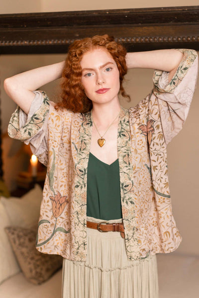 Kimono Folklore Pixie Duster Cropped w/ Bird of Peace