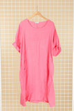 Italian Linen Long Round Neck Dress 3 Colours