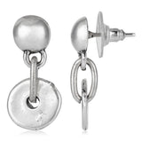 Silver plated earring with silver pendant