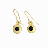 Black mini crystal earring in gold