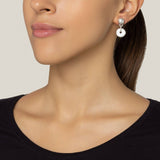 Silver plated earring with silver pendant