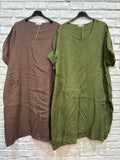 Italian Linen Long Round Neck Dress 3 Colours