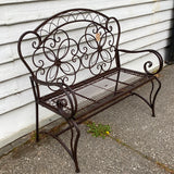 Wrought iron garden bench