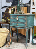 Aqua and Greens side table drawers by Michelle