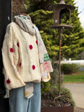 Spot Cable Knit - Cream and Cherry