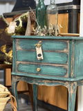Aqua and Greens side table drawers by Michelle