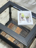 Glass coffee table upcycled by Michelle