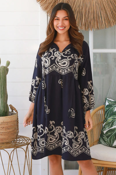 Brooklyn Midi Dress Navy