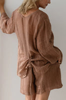 Eadie Lifestyle Margot Reversible Linen Top - Clay