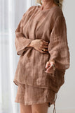 Eadie Lifestyle Margot Reversible Linen Top - Clay