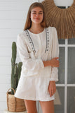 White Long Sleeve Swing Top