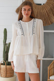 White Long Sleeve Swing Top
