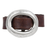 Brown leather ring with silver925 plated buckle