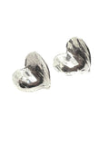 Heart silver plated post earring