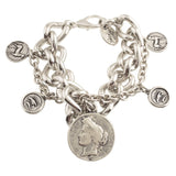 Silver multi coin chain bracelet