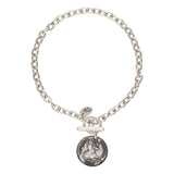 Silver chain necklace charm Big coin silver plated