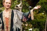 Under My Wing Pixie Duster Crop Kimono w/ swan & feathers