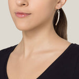 Bent long hook silver earring