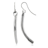 Bent long hook silver earring
