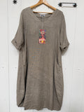 Italian Linen Dress with V-neck