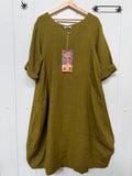 Italian Linen Dress with V-neck