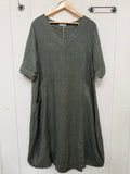 Italian Linen Dress with V-neck